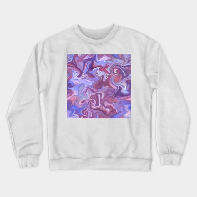 Fantasy Unicorn Silk Marble - Lilac Purple, Cornflower Blue, and Soft Pink Liquid Paint Pattern Crewneck Sweatshirt by GenAumonier